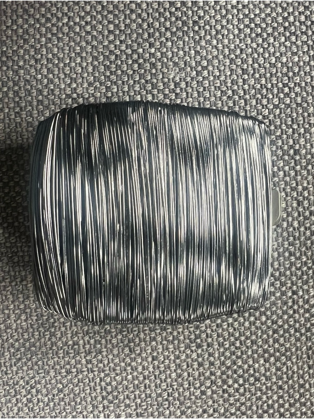 Silver-Tone Women's Wrapped Wire Cuff Bracelet Guitar String?